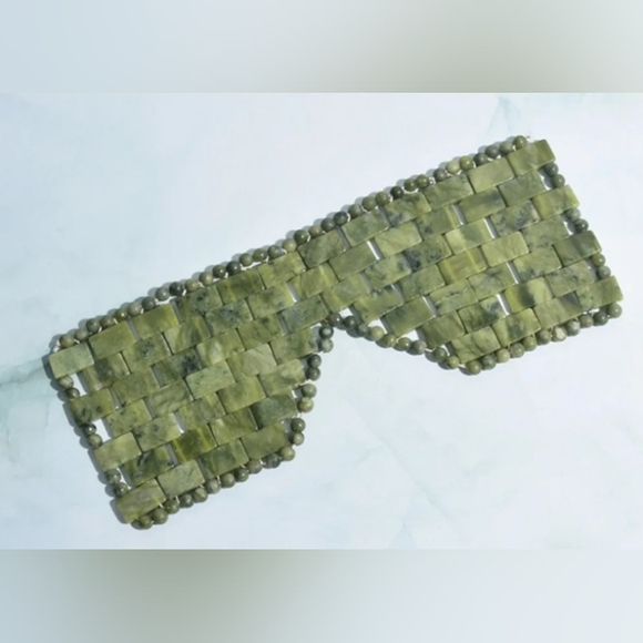Large Green Genuine Jade Crystal Eye Mask Spa Relaxation Meditation Massage NEW! - Picture 9 of 12